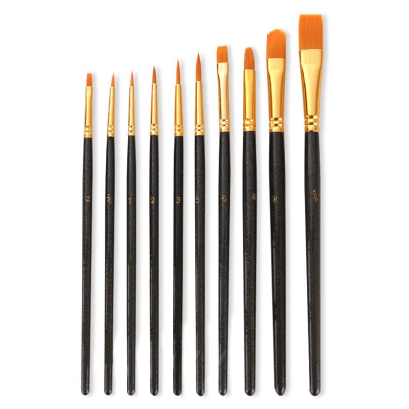 10 stk kunstner pensel rund spiss nylon hår kunstner pensel for akryl akvarell oljemaling: 7 tt 802655- bk