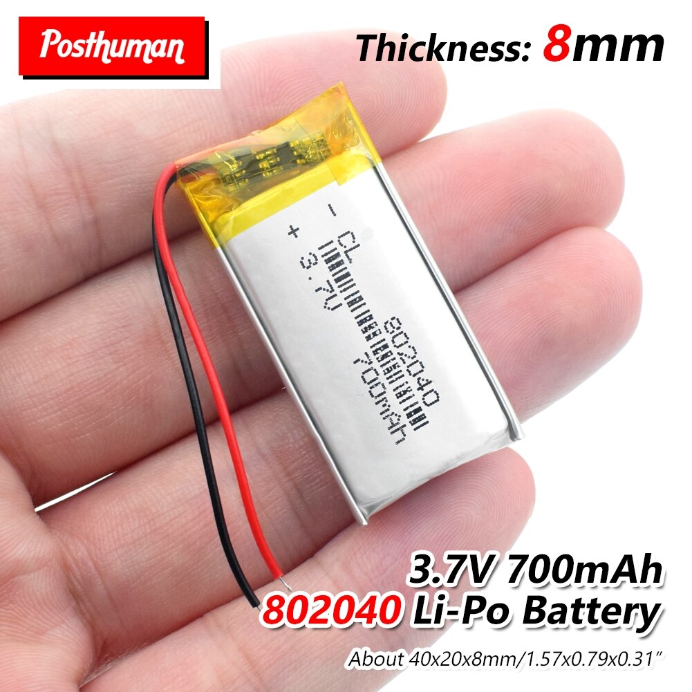 802040 Polymer battery 700 mah 3.7V Rechargeable Li-ion battery for smart home dvr GPS MP3 MP4 Bluetooth Speaker Reading Pen DIY: 1Pc