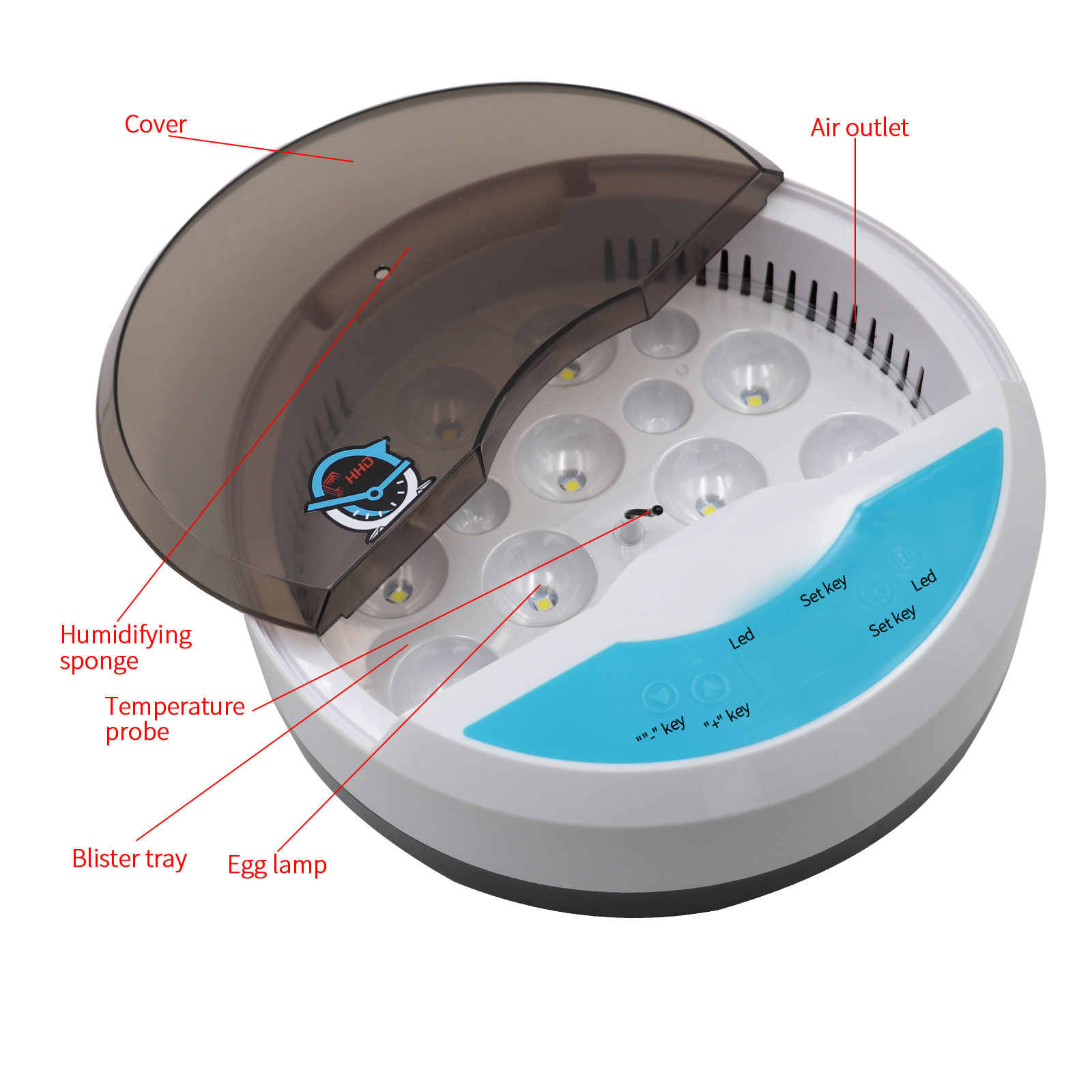 Mini 9 Egg Incubator Farm Hatching Digital Temperature Humidity Automatic Control Brooder Poultry Quail Chicken Duck Bird LED