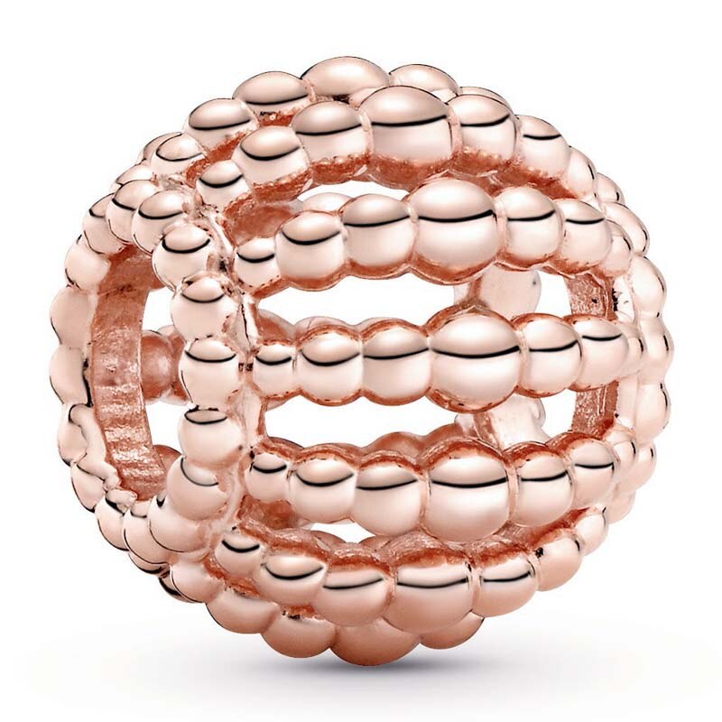 Original Rose Gold Durchbrochene Drei-dimensional Perlen Perlen Fit 925 Sterling Silber Charme Armband Armreif DIY Schmuck