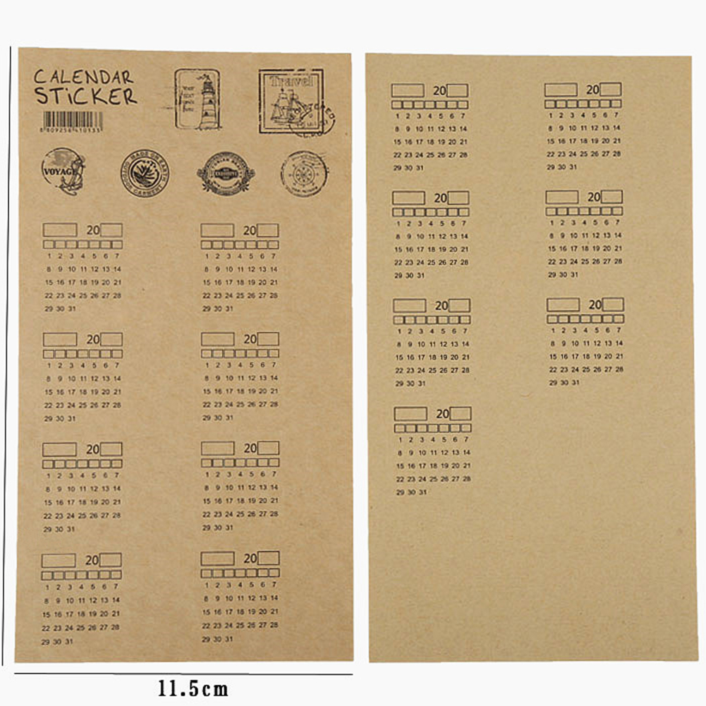 20 Sheets Kraft Paper Handwritten Calendar Notebook Index Label Sticker Calendar Sticker Organizer Label Sticker Calendar