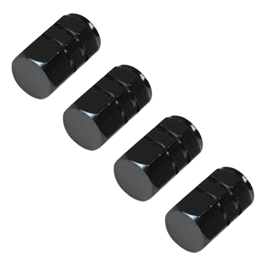 , válvulas de aluminio para rueda de coche a prueba de polvo, tapones de válvula, cubierta hermética 4 unids/set: Black
