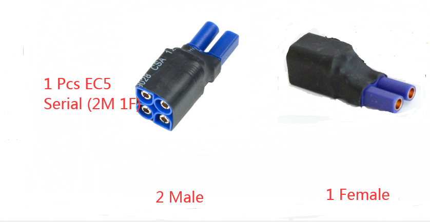 1 SZTUK Deans T Plug EC3 EC5 XT60 XT90 Równoległy adapter szeregowy Lipo Battery Converter Złącze Wtyczka DIY RC Model akcesoria: Niebieski