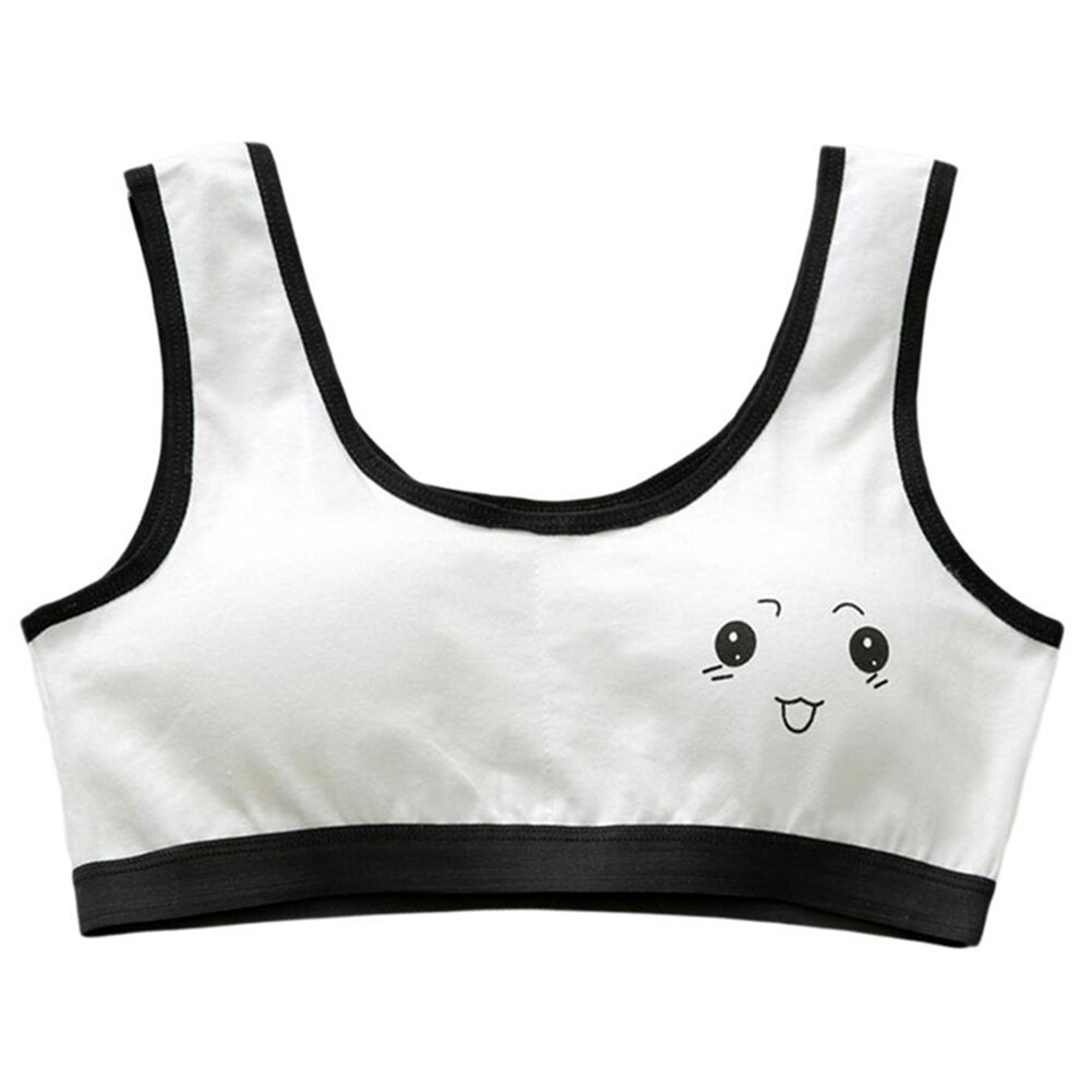 3 pièces mignon dessin animé fille soutien-gorge doux coton adolescent décontracté formation soutien-gorge pour les étudiants adolescent LBV: black