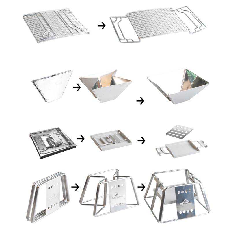 Campingmoon Outdoor Camping Picknick Ultra-Kleine Rvs Bbq Grill Draagbare Home Houtskool Bbq Kachel