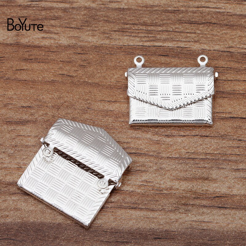 BoYuTe (10 Pieces/Lot) 15*20MM Metal Brass Envelope Photo Locket Diy Floating Locket Charms for Jewelry Making: 3-Silver Plated