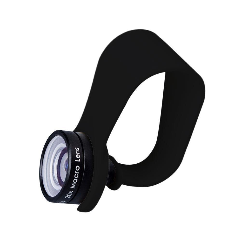 Téléphone portable Macro lentille 20X Super téléphone portable Macro lentilles pour Huawei xiaomi iphone Samsung grand angle: black