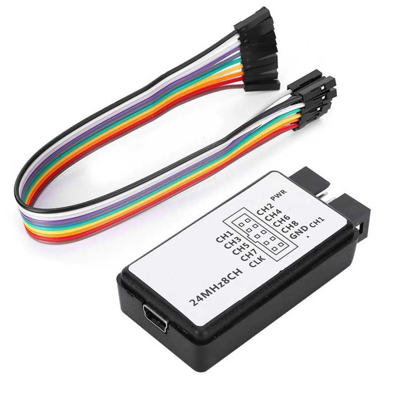 USB Logic Analyzer Device Set Mini Digital Pocket Size 8 Channel Input Memory 24MHz Logic Analyzer