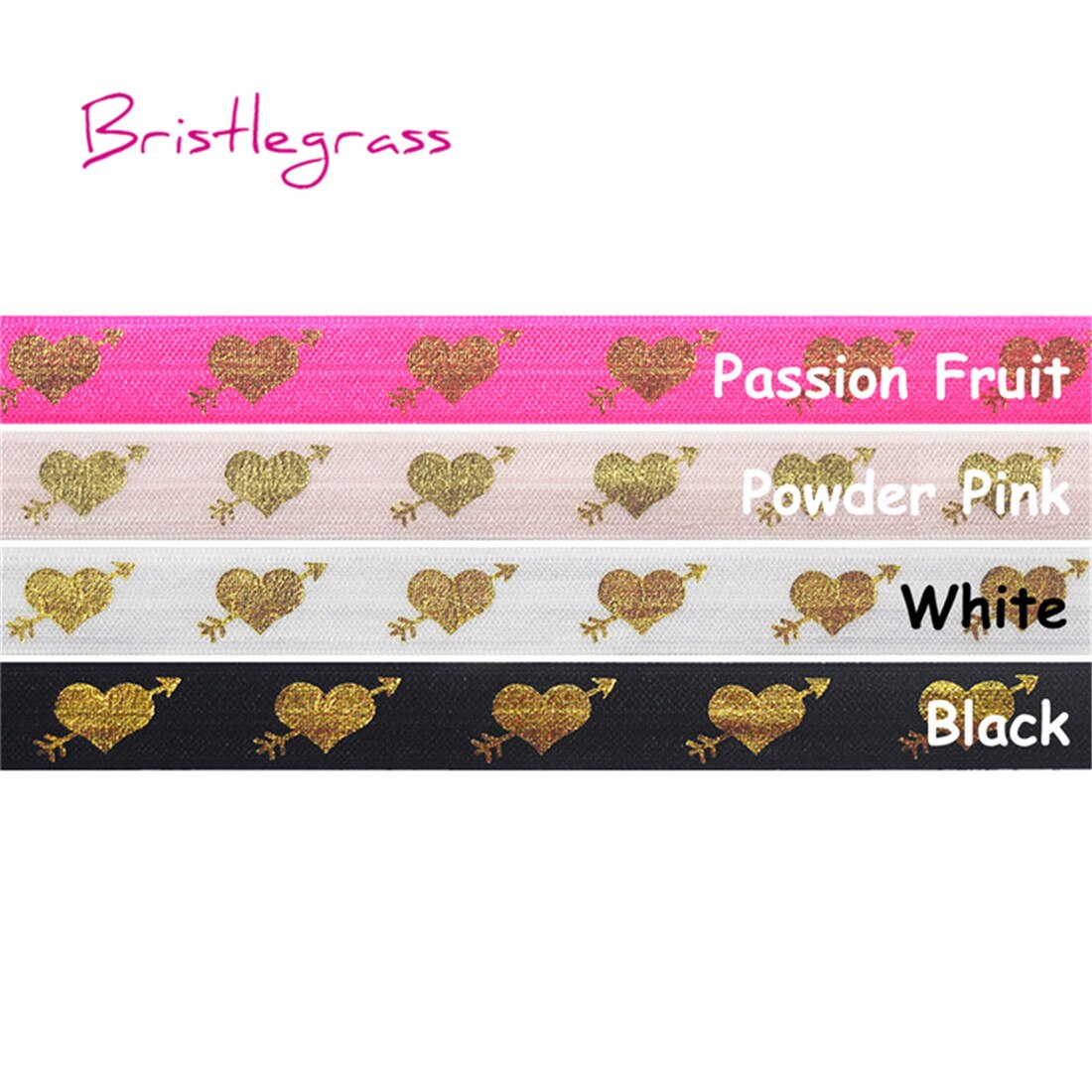 Bristlegrass 5 yard 5/8 " 15mm cupido's pijl liefdeshart folie print vouw elastieken foe spandex band haarelastiek tutu jurk naaien