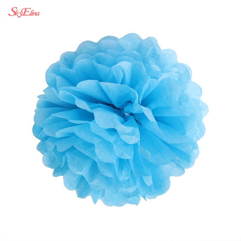 10 Pcs 6 Inch 15 Cm Kunstmatige Bloemen Tissuepapier Pom Poms Papieren Bloemen Ball Pompom Bruiloft Verjaardag Decoratie Partijen 5Z: sky blue
