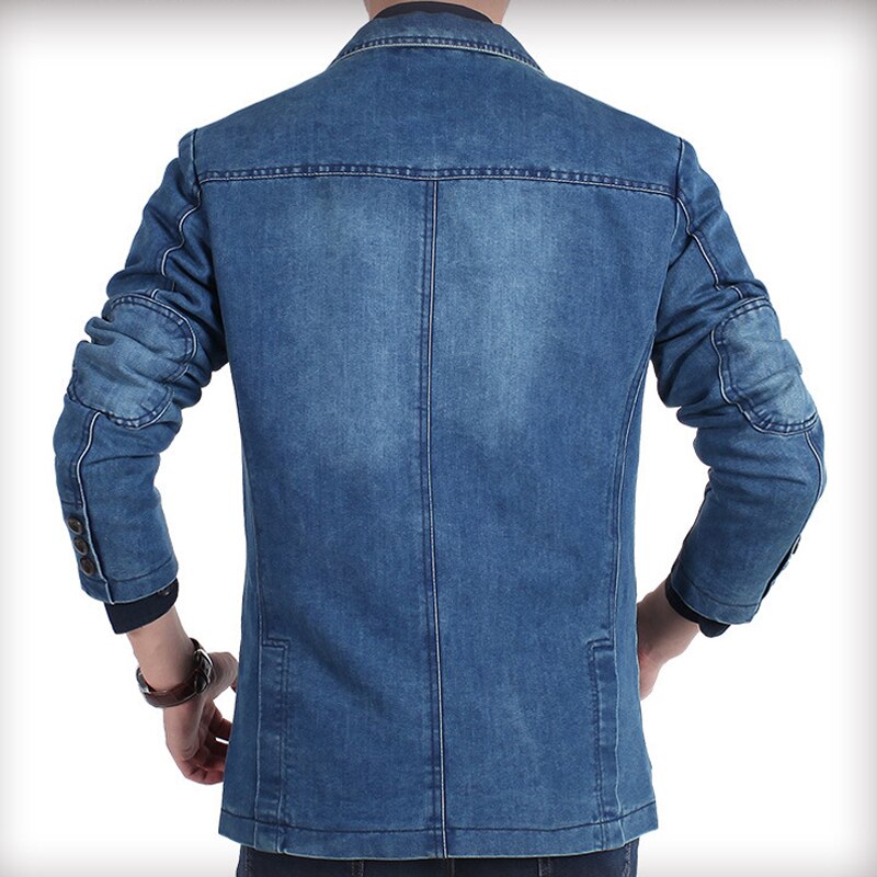 4XL Mens Denim Blazer Men Cotton Vintage Suit Outerwear Male Blue Coat Denim Jacket Men Slim Fit Jeans Blazers