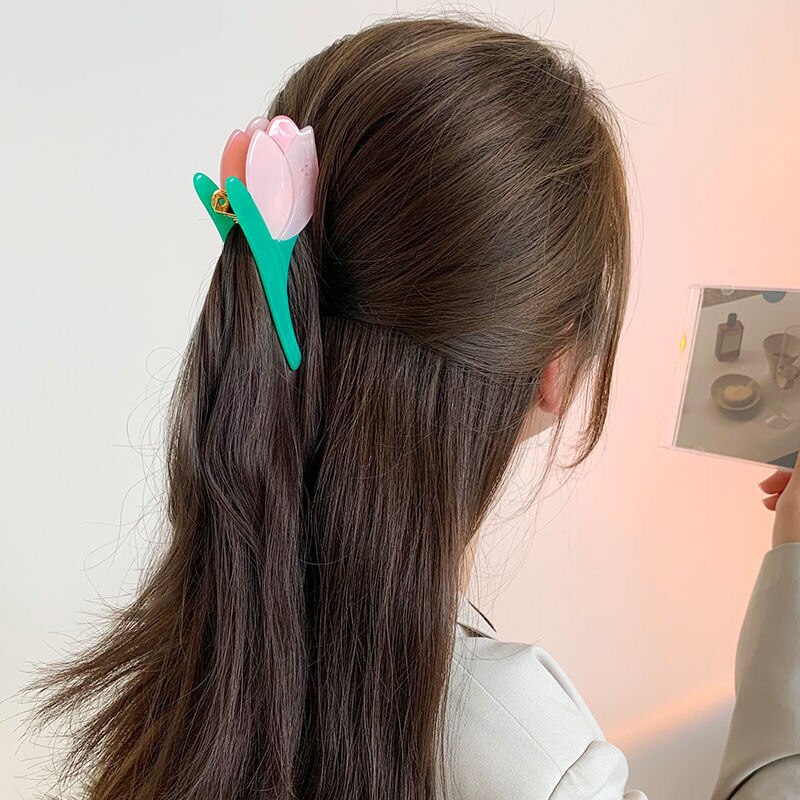 Pinza para el pelo con forma de flor para mujer y niña, accesorios para el cabello, placa de ácido acético, pequeña Margarita, tulipán, acetato, diamantes de imitación