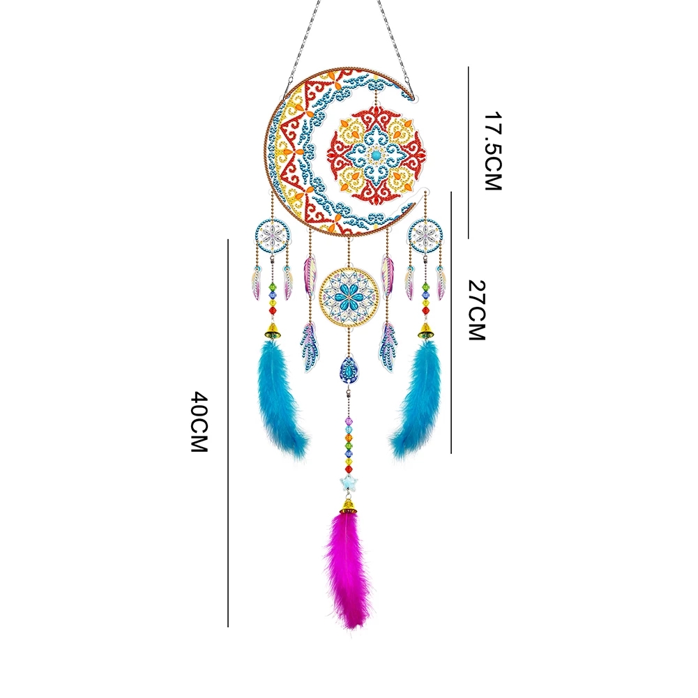 Exquisite Feather Dream Catcher Wind Chime DIY Diamond Painting 5d Shaped Diamond Embroidery Tassel Window Wall Decor Decor