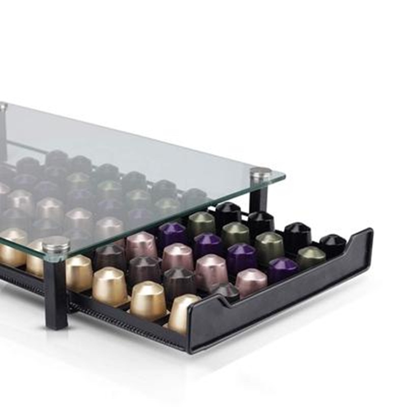 Glas nespresso kaffebönor hållare rack kaffe kapsel stativ märke kapslar förvaringshylla organisation kaffehållare låda