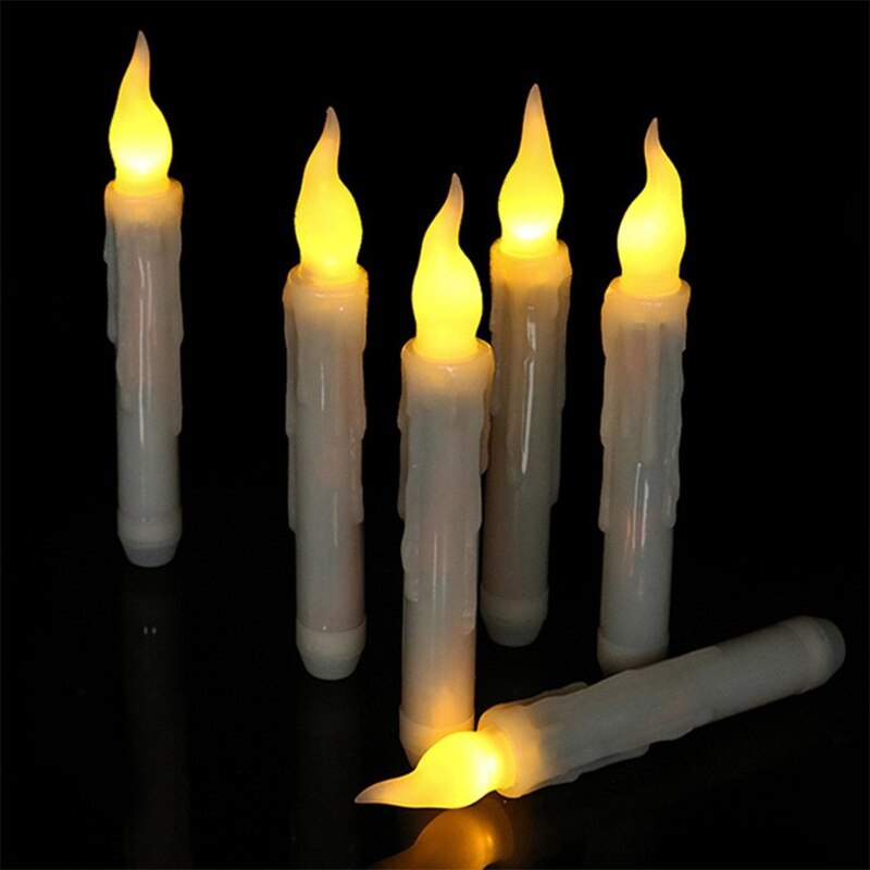 6Pcs Long Simulation Candle with Remote Control Flame Shape Light Outdoor Garden LEDs Landscape Decorative for Deck Patio