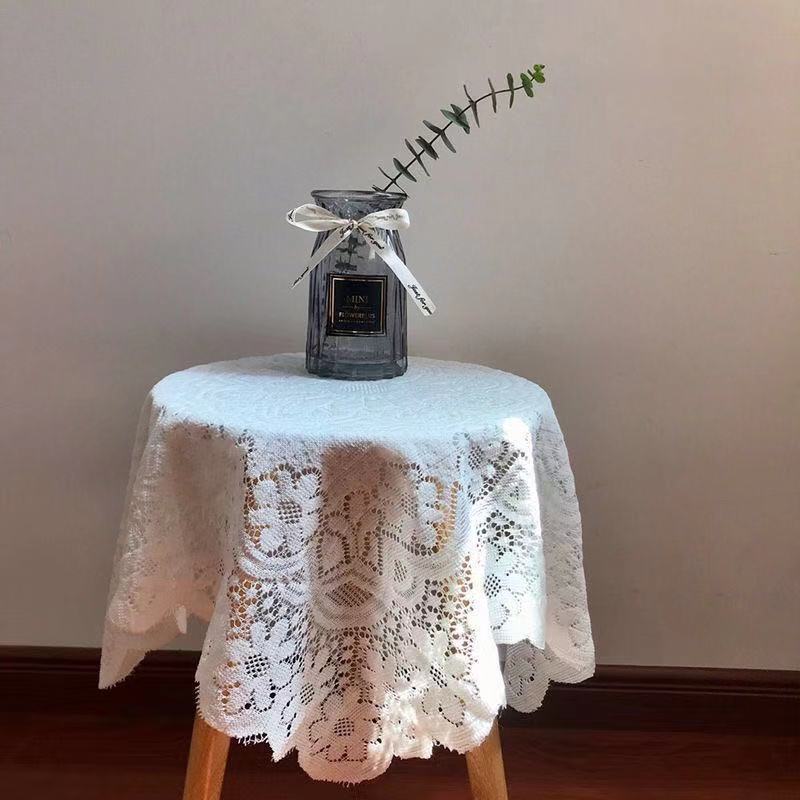Mantel de encaje blanco para mesa de té, cubierta de colocación, mantel cuadrado fresco pequeño
