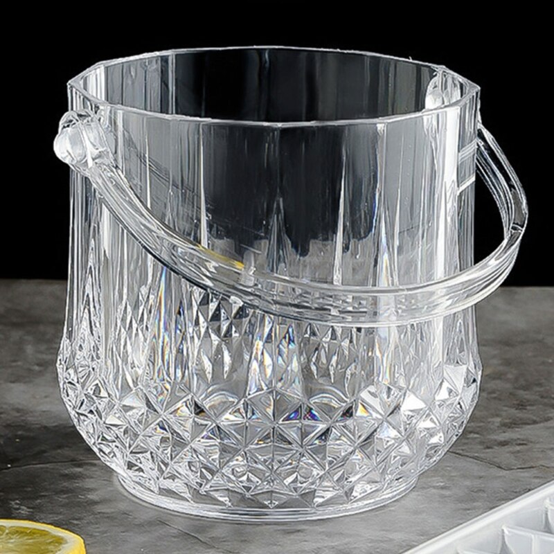 Ice Bucket Acrylic Clear Storage Tub Plastic Drink Buckets with Handle for Champagne Wine Beer Bottles Drinks Bar Party Supplies