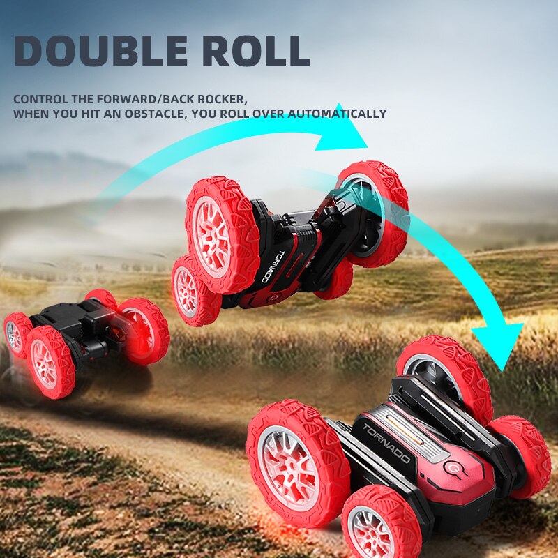 Eboyu 802 Rc Auto 2.4Ghz 4WD Rc Stunt Auto Afstandsbediening Racewagen Dubbelzijdig Drive Met Led Licht muziek Rollende Roterende Rtr