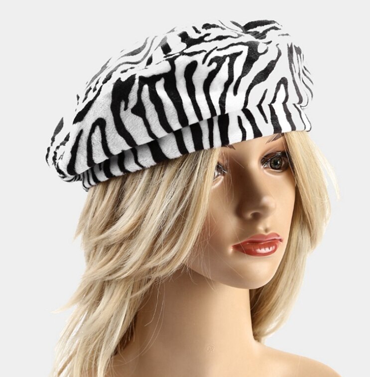 Elegante Vrouwen Koe Graan Baret Voor Mode Lente Herfst Vrouwelijke Outdoor Hoeden Cap Vrouwen Schilder Hoed cap: zebra
