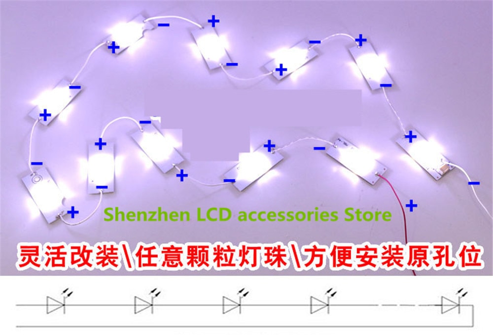 Kit de led tv lcd modificada 27 polegadas, monitor de retroiluminação led de 50 com 15, 17, 19, 22 e 24 polegadas, 3v, 6v, contas para lâmpada de reparo, novo, 100%