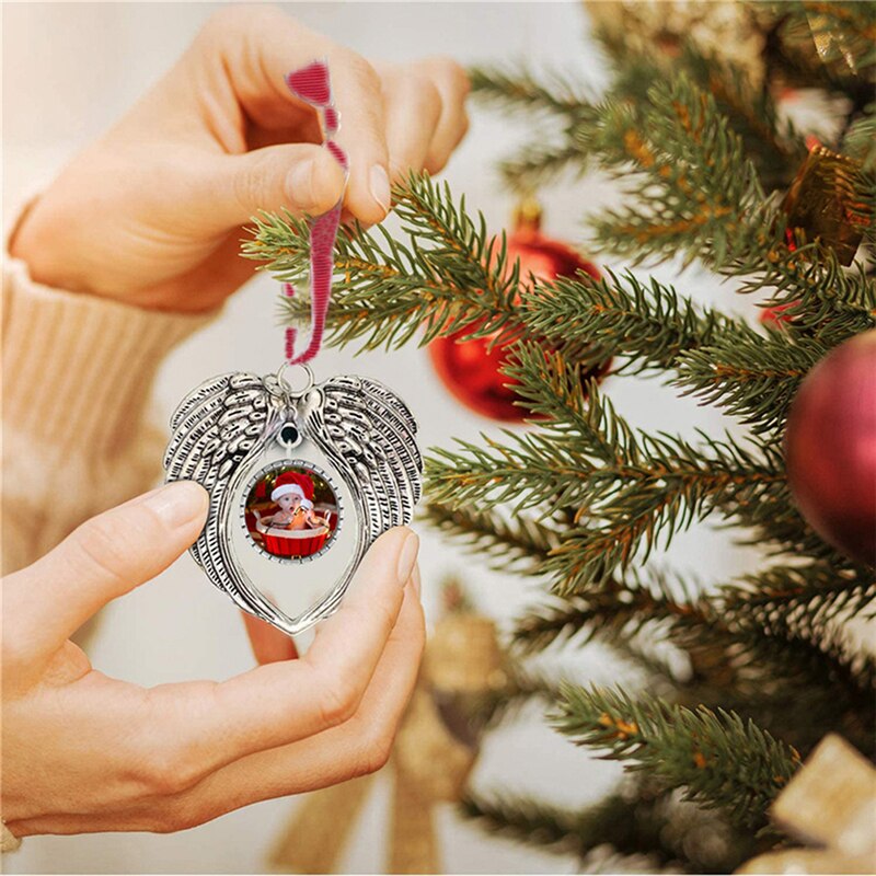 In Memory Angel Wings Ornament Christmas Tree Hanging Photo Bauble Decors