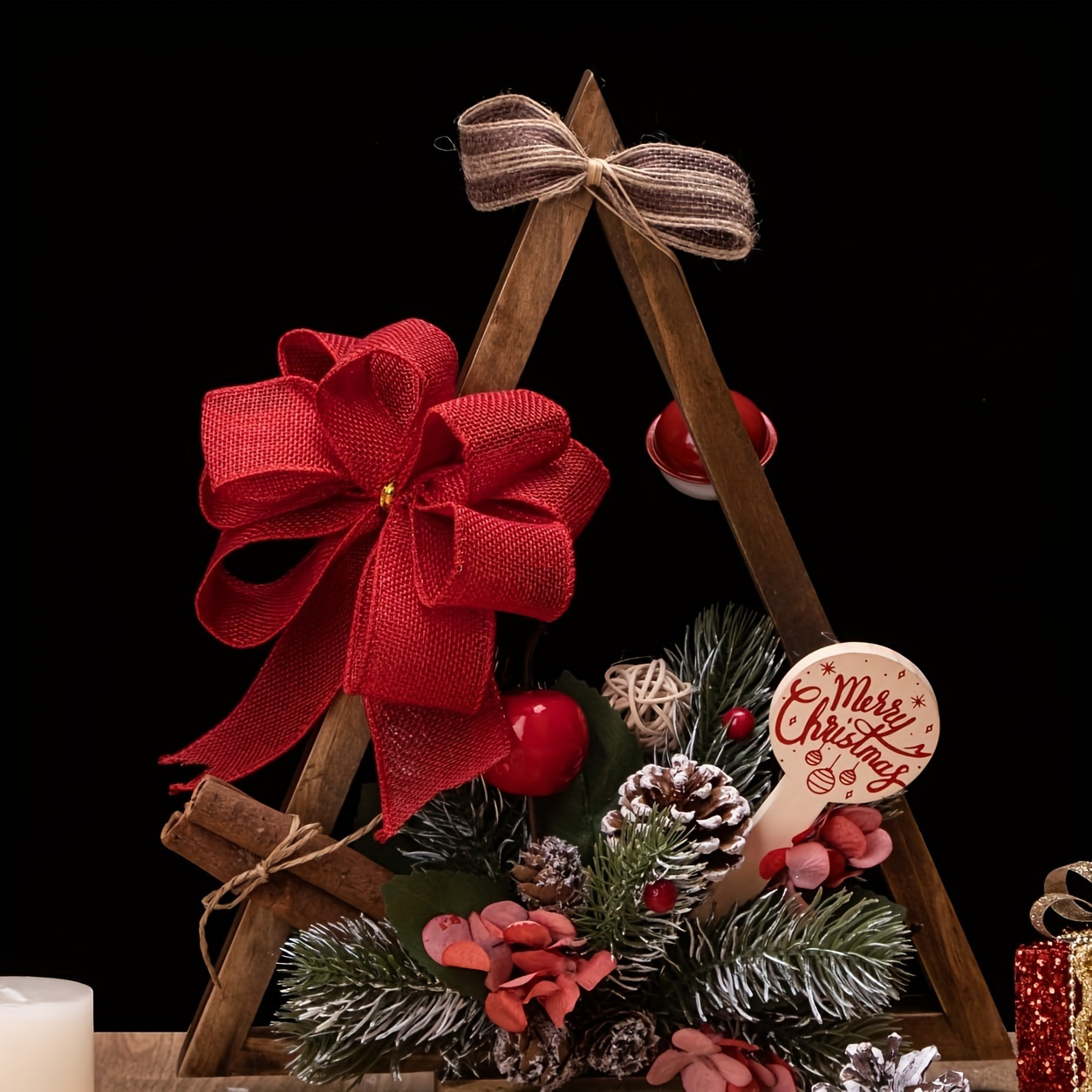 1 rulle rött säckvävsband med trådkant – perfekt för stora rosetter, girlanger och utomhusdekorationer, festligt rött band, hantverksmaterial