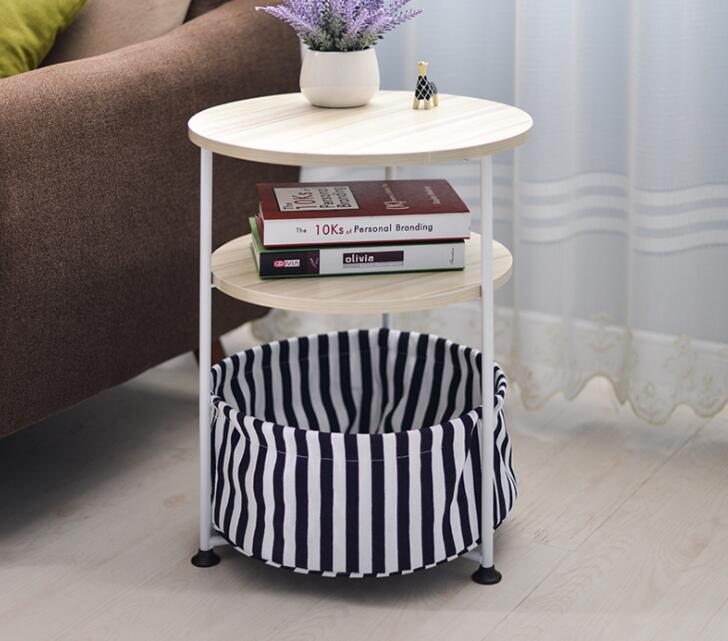 3 Layers Wooden Corner Table Bedside Sofa Side Table Round Tea Coffee Table Big Storage Capacity For Living Room Bedroom: Color 4