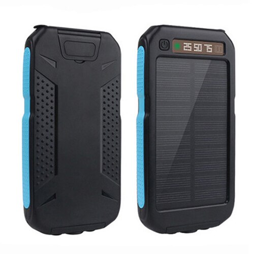 50000Mah Solar Power Bank Waterdicht 2USB Outdoor Emergency Backup Batterij Led Zaklamp Draagbare Oplader Mobiele Power Pack: blue