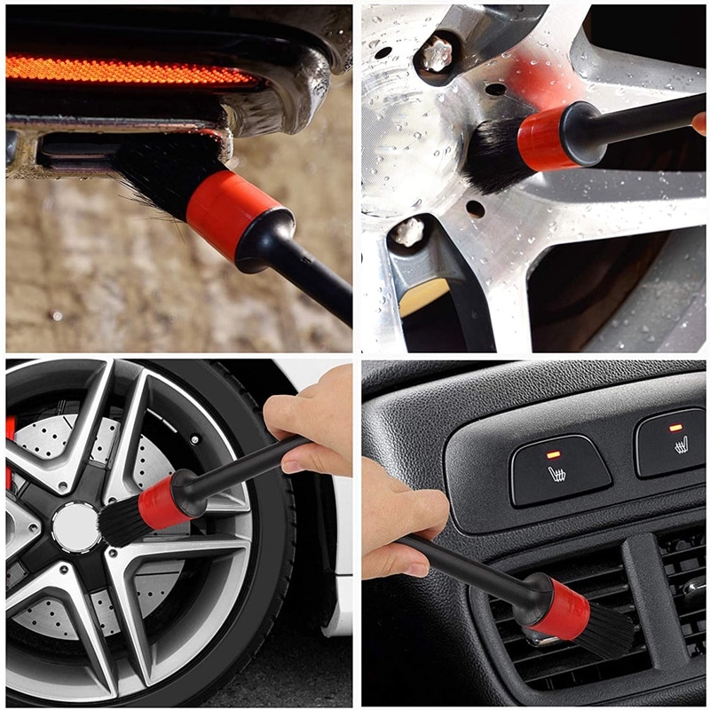 8Pcs Wheel&Tire Brush, Car Detailing Kit,Wheel Brush and 5 Car Detail Brush 1 Duster Brush,Washing Wheel Dashboard Tool
