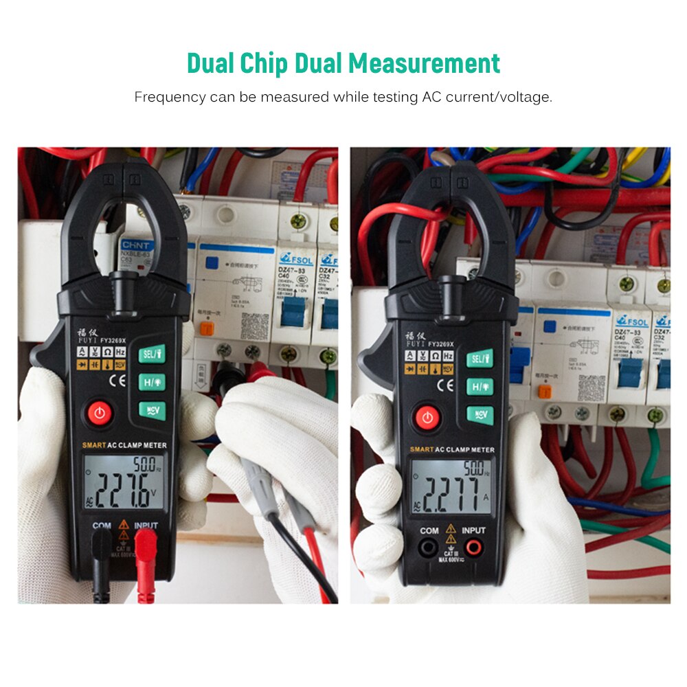 FY3269X 10000 Counts Digital Clamp Meter AC Current Clamp Meter Automatic Range Multimeter Dual Parameter Display Voltage Meter