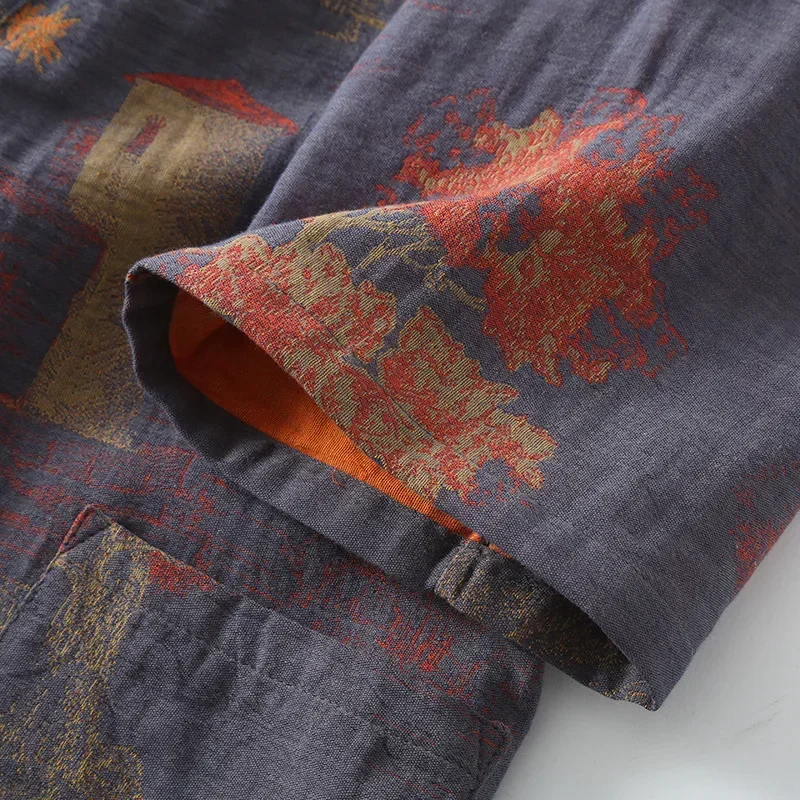 Ropa de baño para hombre, pijamas tipo kimono de algodón, batas para primavera, ropa de casa con estampado Jacquard, albornoz transpirable de gran tamaño de longitud media