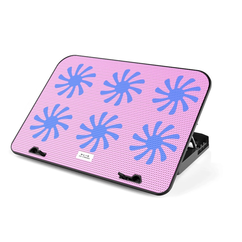 Gaming Laptop Cooler Fan 5 Heights Adjustable Notebook Cooling Base USB Powered with 6 Quiet LED Fans for 11-18inch