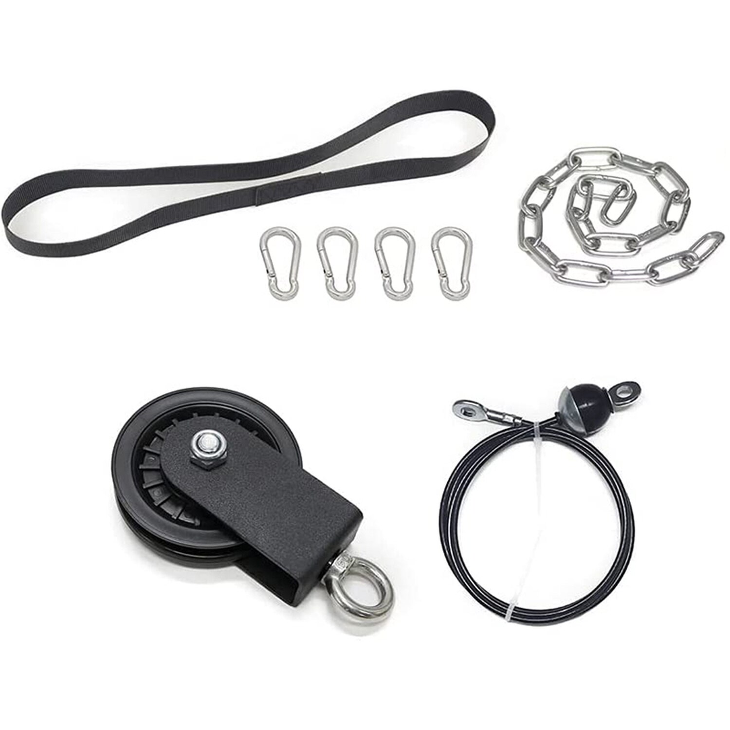 Fitness Cable Pulley System Set Weight Strength Training Equipment Wire Rope Loading Pin Rack Accessories LAT Pull Down Home Gym: Set A