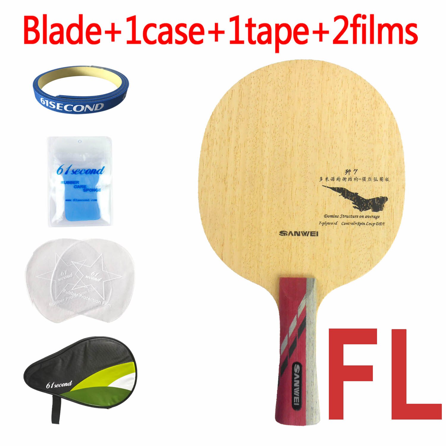 Sanwei j -7 j7 j 7 def tafeltennis pingpongblad: Fl met hm-hoesje