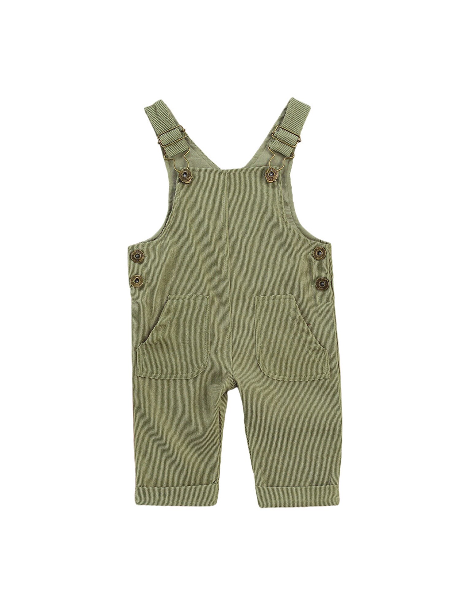 Baby Boys Suspender Pants with Buttons Loose Fit Solid Color Suspender Trousers Pockets Toddler Girl Adjustable Buckle Outfit