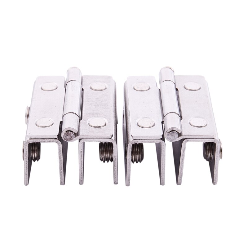 2x Shower Glass Door Adjustable Double Clamp Hinge Silver