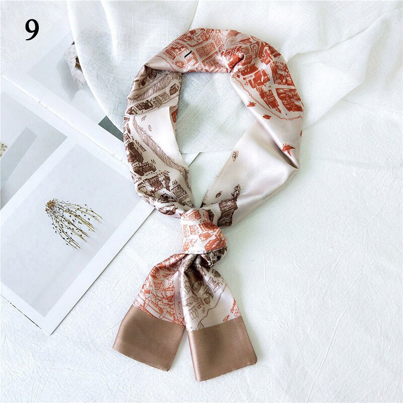 Women Neck Scarf Diy Hair Tie Hairbands Euro Style Skinny Wristband Narrow Long Striped Scarves Handbag Ribbon: 9