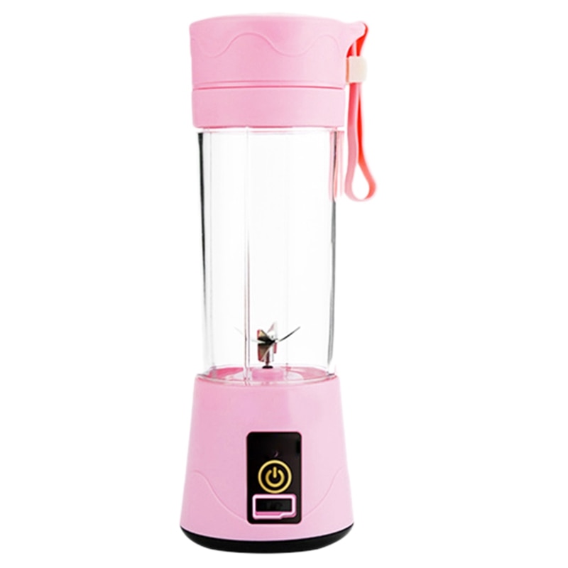 380Ml Portable Juicer USB Rechargeable 6 Blades Juicer Smoothie Blender Machine Mixer Mini Juice Cup: Pink