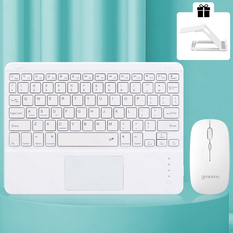 Bluetooth Keyboard For iPad Pro11 Mini Bluetooth Teclado Wireless Keyboard and Mouse For Samsung Xiaomi Touchpad iPad Keyboards: White (Touchpad)