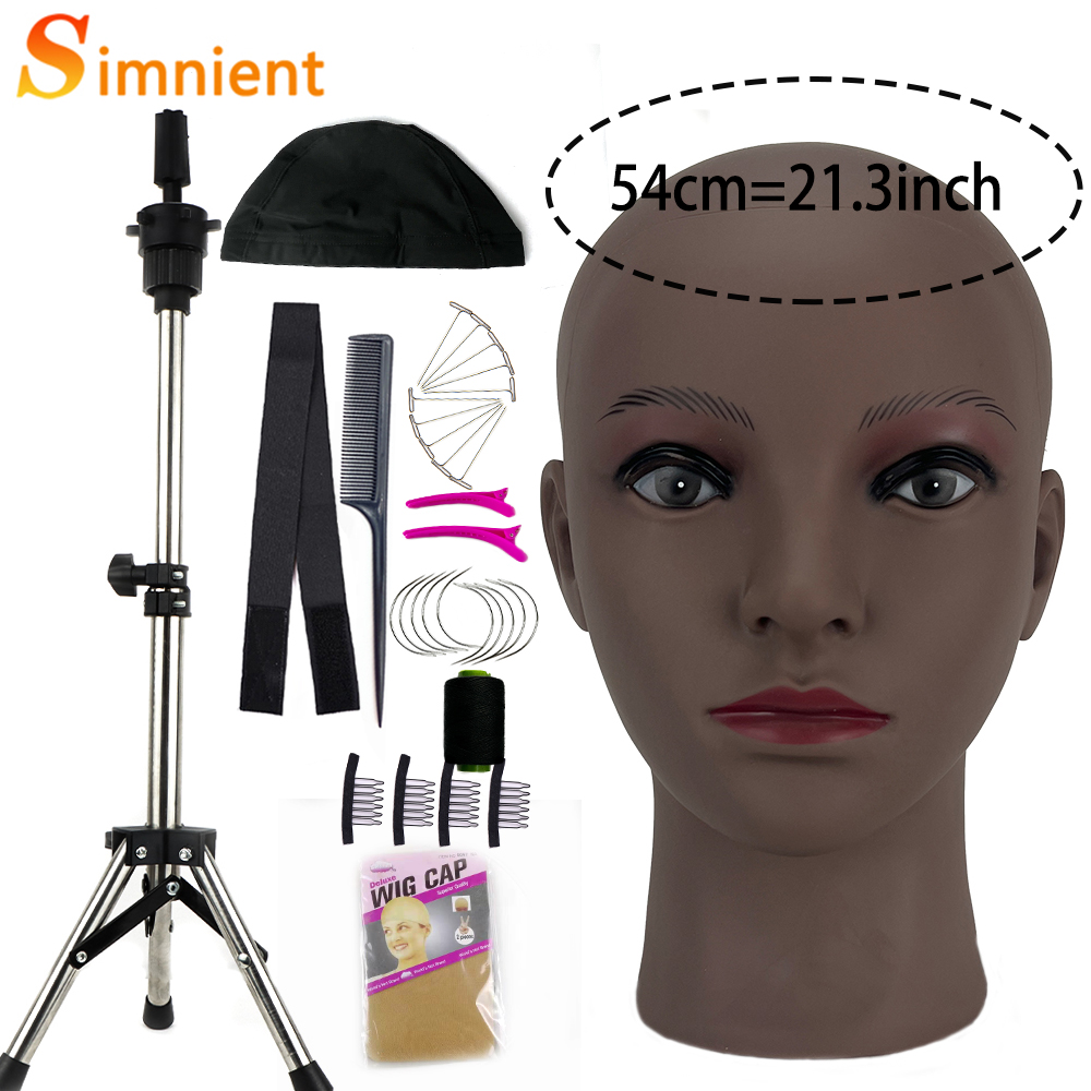 Cabeza de maniquí con trípode para hacer peluca, sombrero, gafas, máscara, exhibición, cosmetología, cabeza de maniquí para práctica de maquillaje, Kit de instalación de peluca