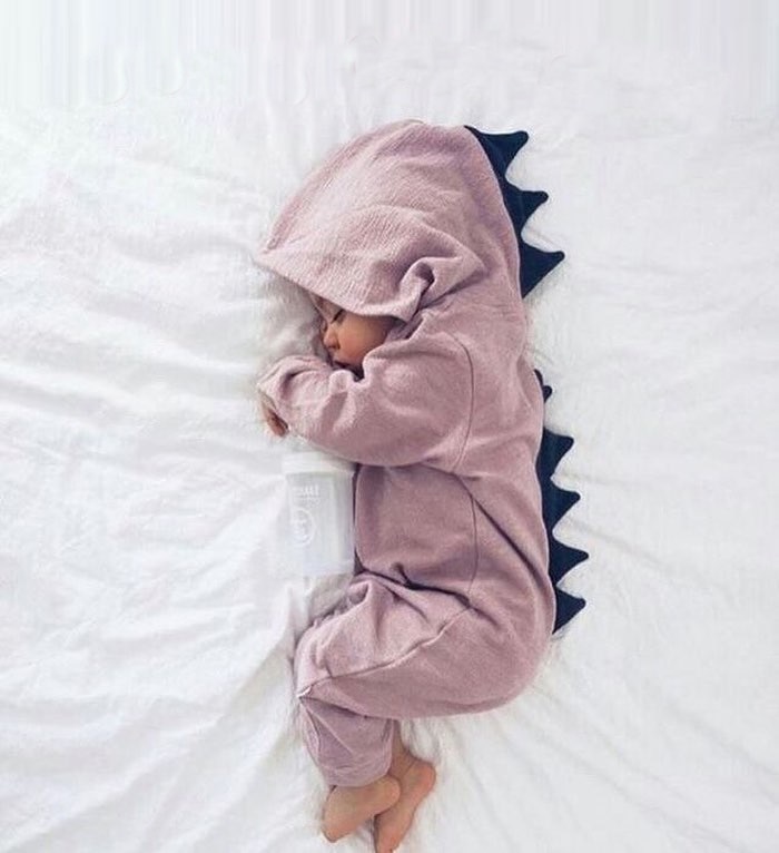 baby gutt pike 3d dinosaur drakt fast rosa grå romper varm vår høst bomull romper playsuit klær