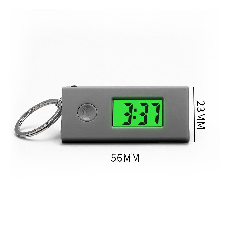 Silent Luminous ABS Digital Electronic Clock Student Exam Study Library Pocket Watch Green Backlight LCD Display Mini Portable: grey
