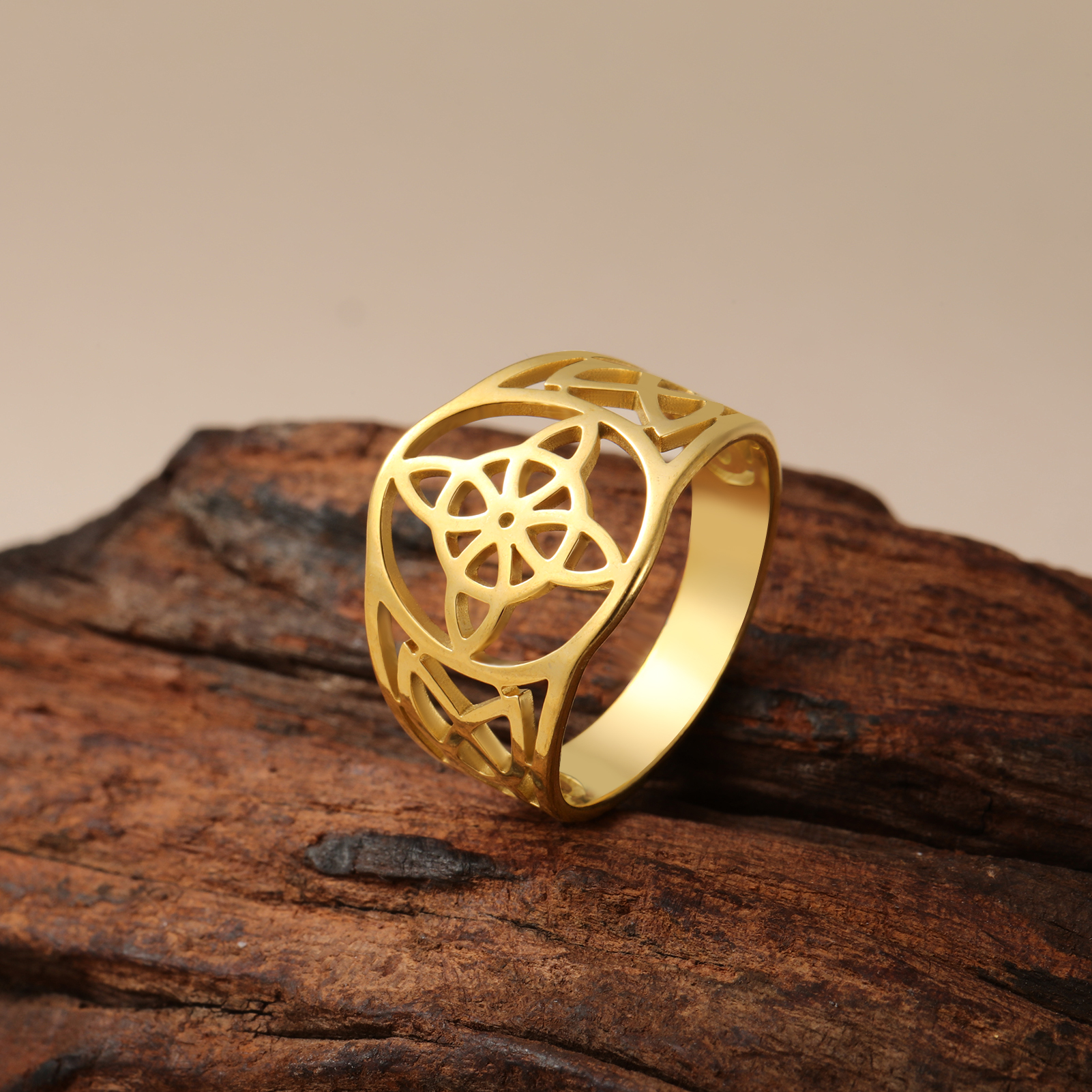 Skyrim Stainless Steel Witch Knot Ring Women Men Finger Rings Witchcraft Wicca Triquetra Celtics Knot Amulet Protection Jewelry