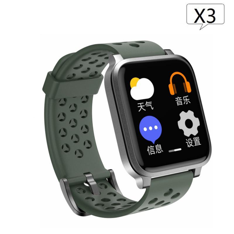 X3 silicone smart watch smart dynamic bracelet static heart rate IP68 Sports Pedometers wristband smart band fitness tracker: green