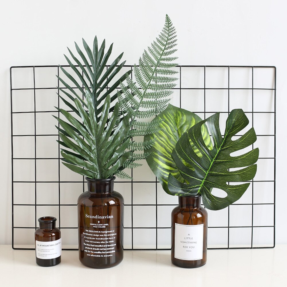 1pc nordisk stil kunstig grønn monstera blad plante hjem soverom restaurant kontor dekorasjon kunstige planter