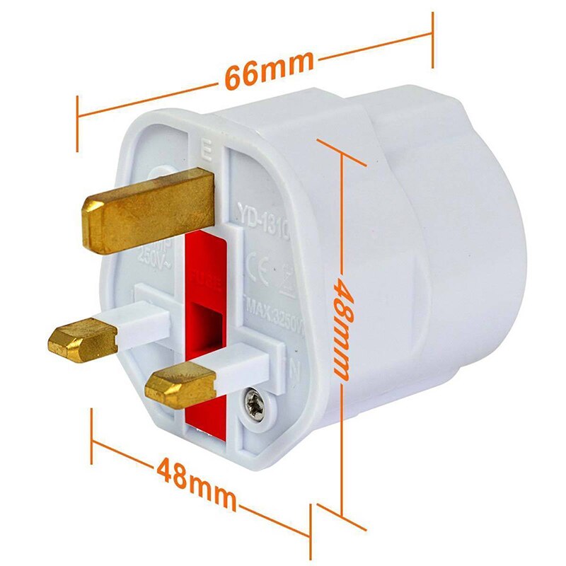 EU Euro 2 Pin to UK 3 Pin Plug AC Universal Adapter Travel Converter European 250V 16A Travel Adapter