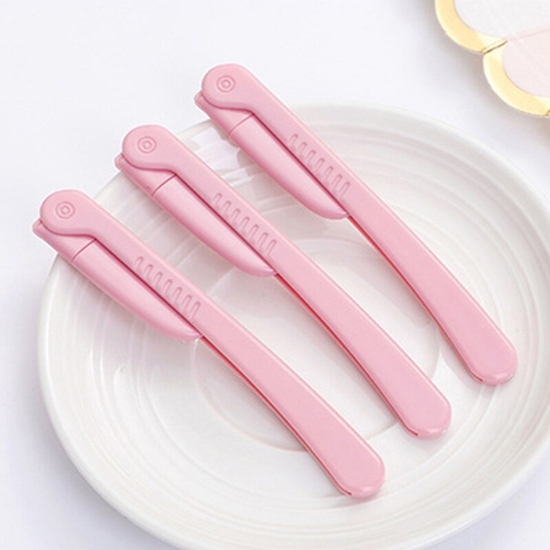 3 unids/set de rasuradora de cejas Facial Rosa plegable de acero inoxidable para cejas, removedor de vello, afeitadora, Kit de herramientas acicalado maquillaje