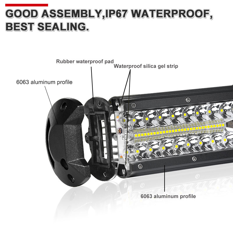 Nlpearl 3- rad led bar 4-20 tommer led lys bar/arbeidslys for bil traktor båt offroad 4 x 4 lastebil atv 12v 24v arbeidslampe frontlykt