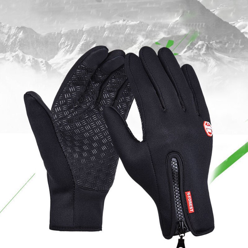 Cykling unisex varma handskar vinter vindtäta full finger handskar utomhus bergsklättring fleece pekskärm vantar