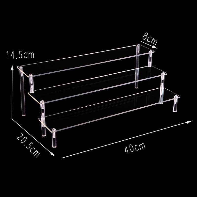 Acrylic Jewelry Display Rack three-Tier Detachable Ladder Frame Perfume Transparent Ladder Shelf Store Display Tools WY5